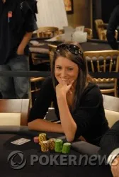 Sarah Taylor still has a lot of chips and she's still smiling...