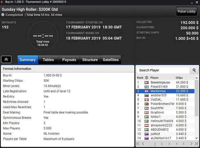 Lobby de poker da partypoker