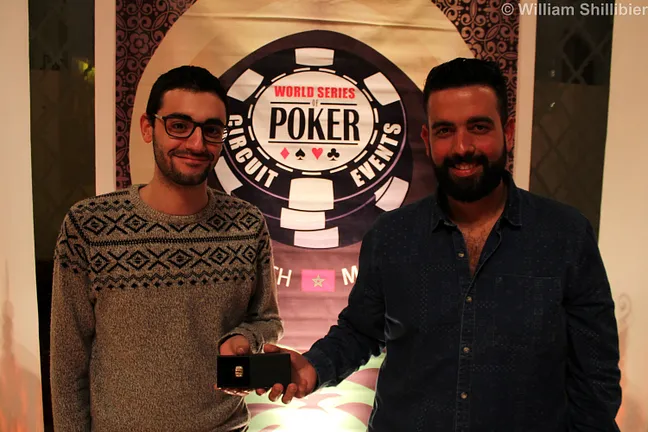Mathieu Selides (l) and Jonathan Rodrigues (r) pose with the WSOP Circuit Ring