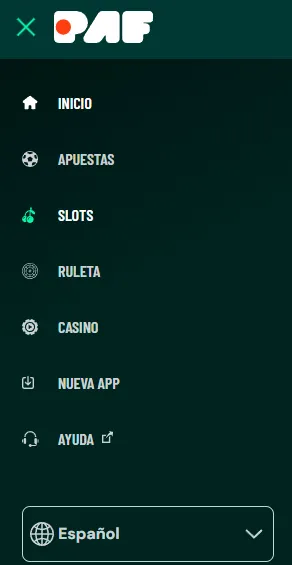 Menu de navegación PAF.es