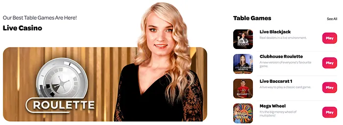 Spin Casino Live Dealer Games