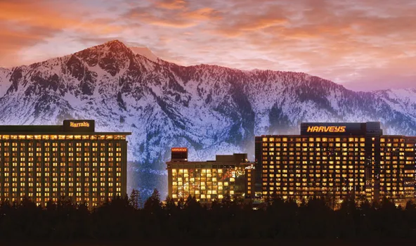 The Lake Tahoe casinos and mountains