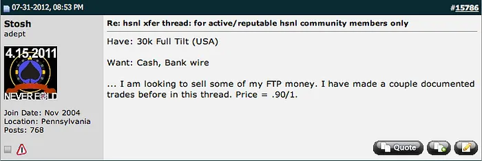 Buying and Selling Funds from Full Tilt Poker Accounts 102