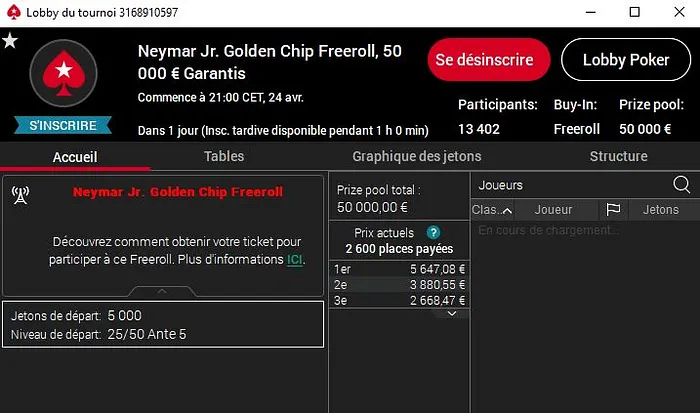 lobby Freeroll neymar