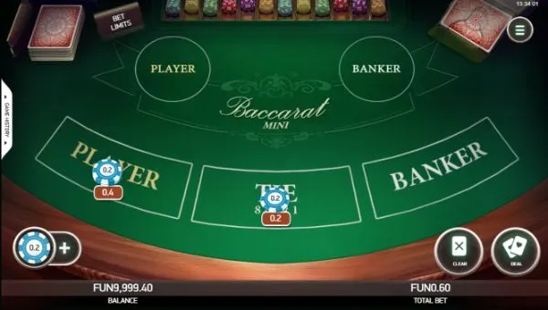 Mini Baccarat: Placing Bets