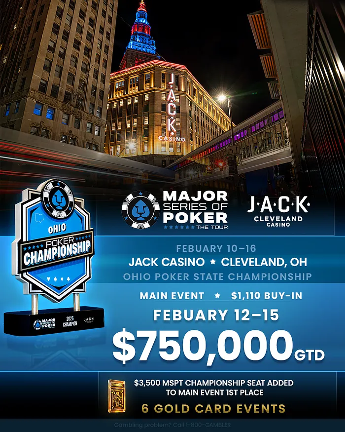 MSPT Heads to JACK Cleveland this Week for Ohio Poker State Championship 102
