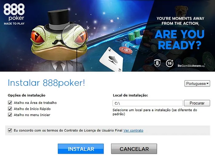 instalação software 888poker