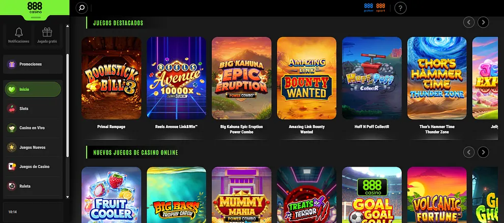 Juegos en 888 Casino España