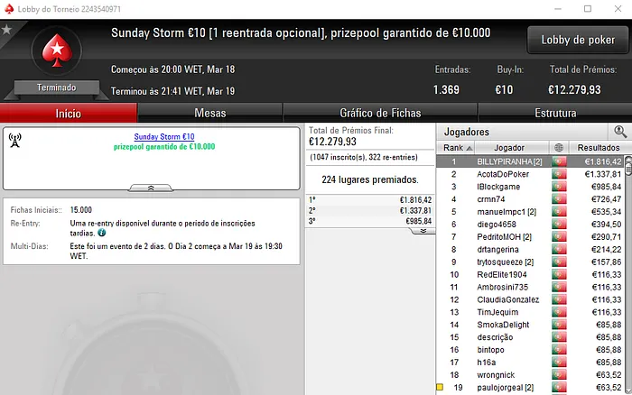 Macpeidls Conquista o Sunday Special e BILLYPIRANHA o Sunday Storm 102