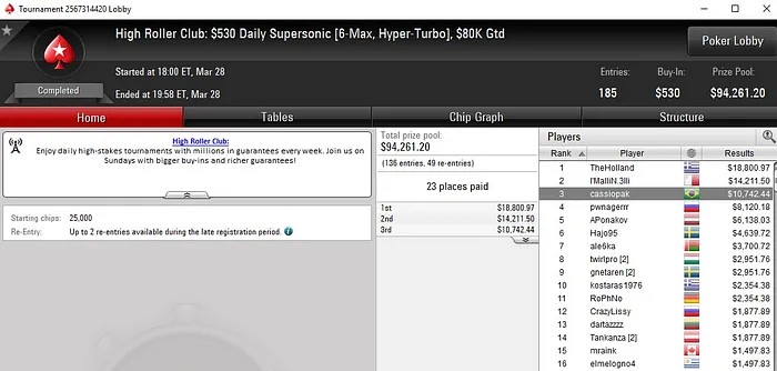 Lobby de poker da PokerStars