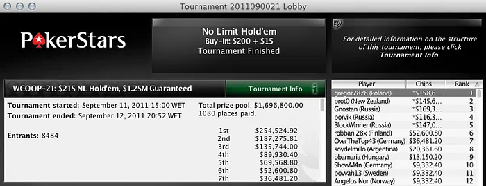 WCOOP 2011 - Brasil Agarra a Primeira Bracelete, Russos já Somam 4! 101