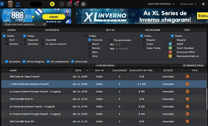 freeroll semanal 888poker