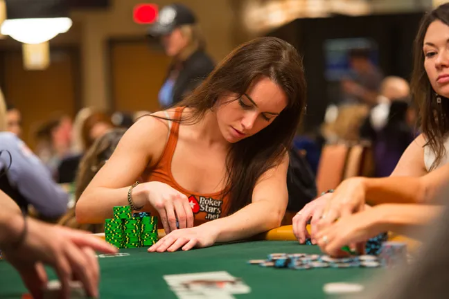 Liv Boeree (Seen Here Playing in the Ladies Championship) Has Taken the Lead Here at the Little One for One Drop