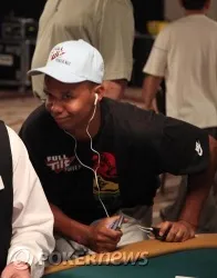 Phil Ivey gets up after busting from Event No. 2