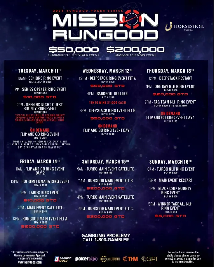 2025 RGPS Tunica Schedule