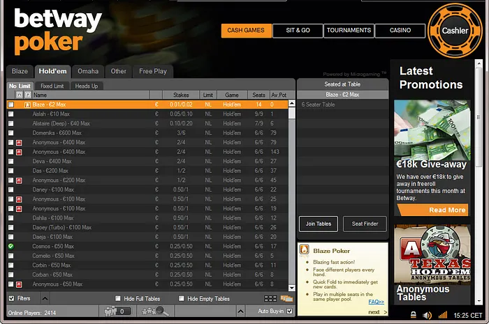 Easy Freerolls at Betway Poker