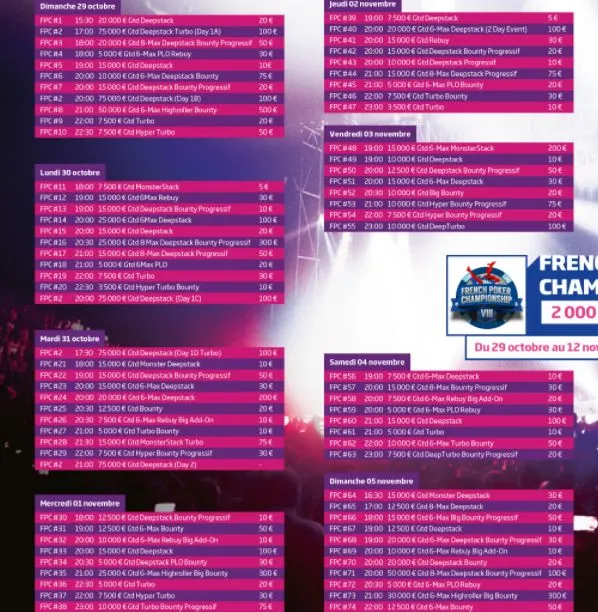 FPC8 : 130 tournois et une garantie de 2 millions sur PMU Poker 101