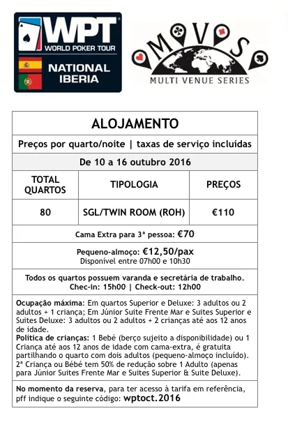 WPT National Iberia - Pacotes Especiais de Alojamento em Vilamoura/Portimão 101