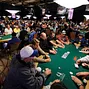 Players pack the Amazon Room on  Day 1 of the Main Event