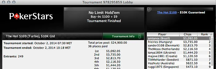 jubilado1, NadsonCaldas e Giant_Santos Faturam 5 dígitos no PokerStars & Mais 105