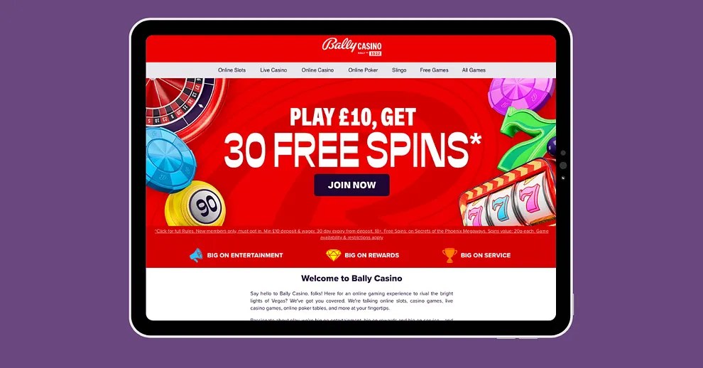 The Bally Casino UK desktop site is clean, accessible and scores highly for usability.