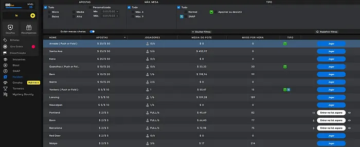 lobby de cash game 888poker