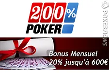 200Pourcent Poker invente le Bonus Mensuel