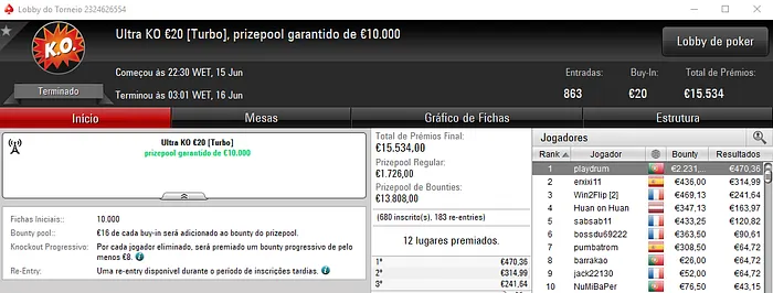 PokerStars.FRESPT: playdrum Venceu Ultra KO €20 & Mais 101