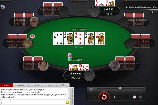 vinsinwin wins a roller-coaster hand