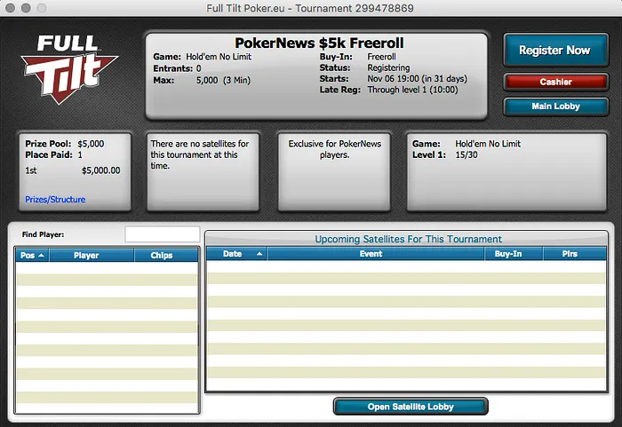 Freerolls Exclusivo de ,000 no Full Tilt a 6 de Novembro 101