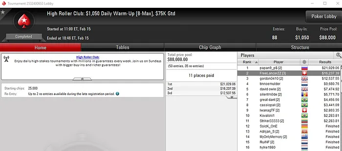 Lobby de poker da PokerStars