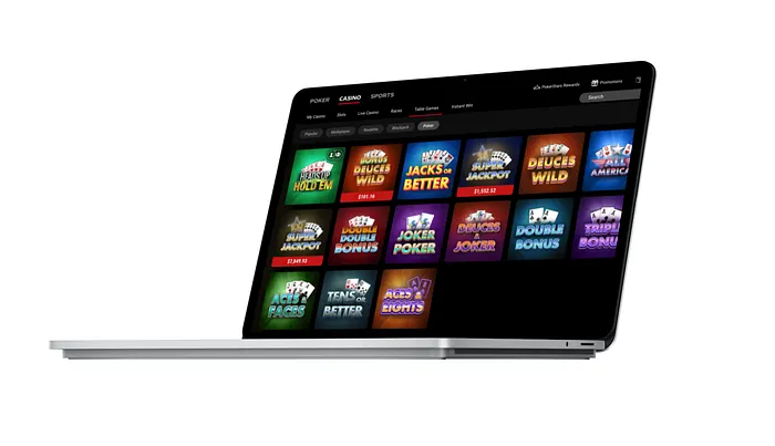 Vídeo poker no laptop