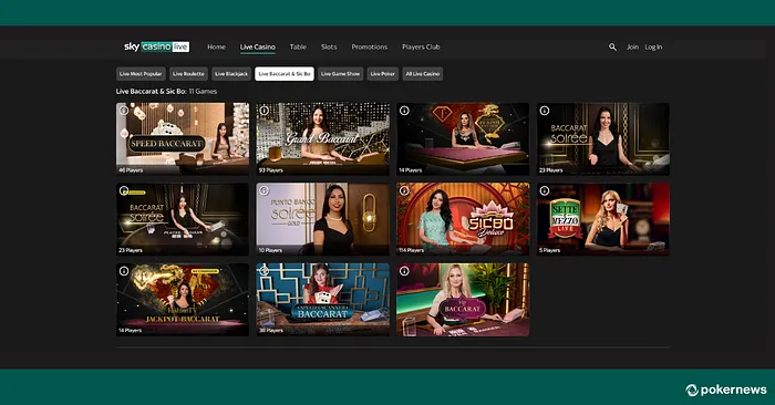 Live Baccarat at Sky Casino