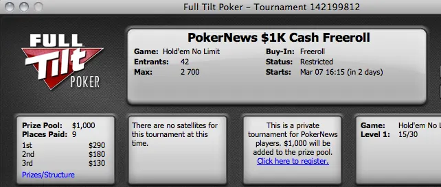 Estão de volta as ,000 Full Tilt Poker Freeroll Series 101