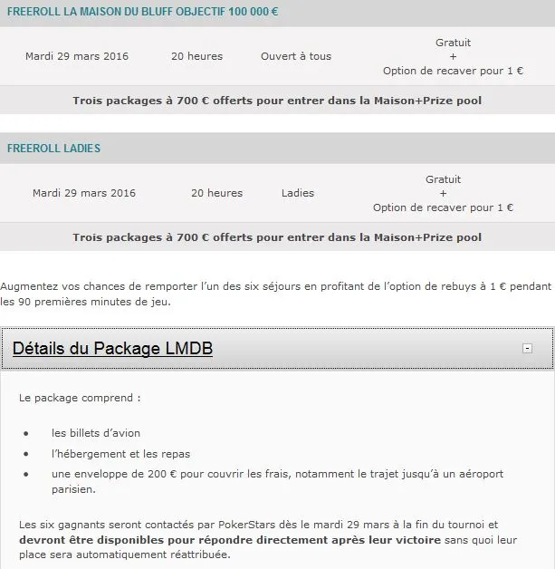 Freeroll : 6 places pour La Maison Du Bluff à gagner 101