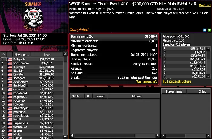 WSOP Summer Online Circuit Main Event