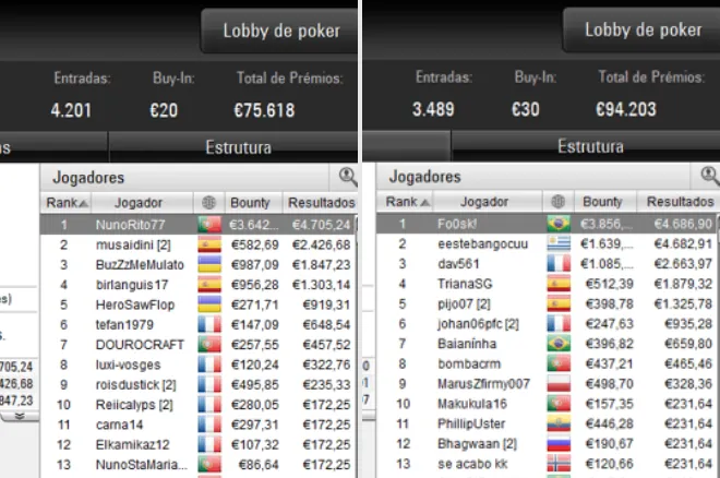Nova estrutura de pagamento heads-up torneios PKO PokerStars