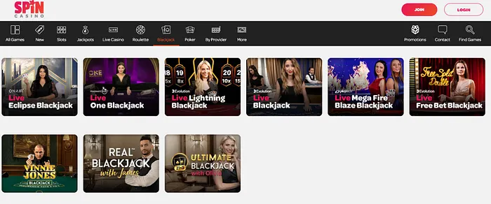 Spin Casino NZ Blackjack