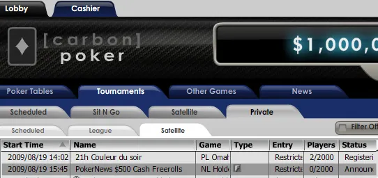 Hoje 0 PokerNews Cash Freerolls na Carbon Poker! 101