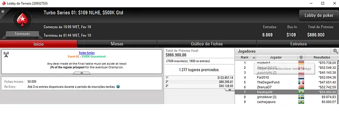 Turbo Series: Dois Jogadores Brasileiros na FT do Evento #1 & Mais 101