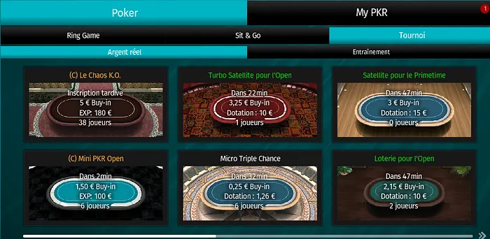 Nouvelle vue du lobby des tournois multitables