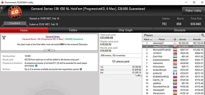 Lobby de poker da PokerStars