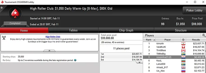 Lobby de poker da PokerStars