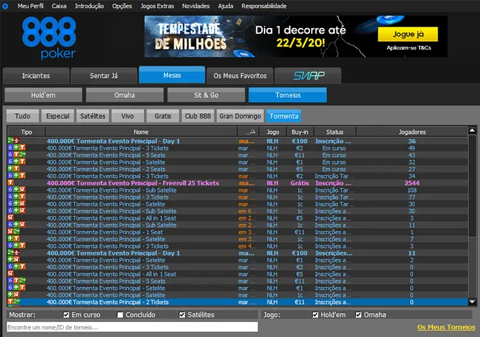 freeroll tempestade de milhões 888poker