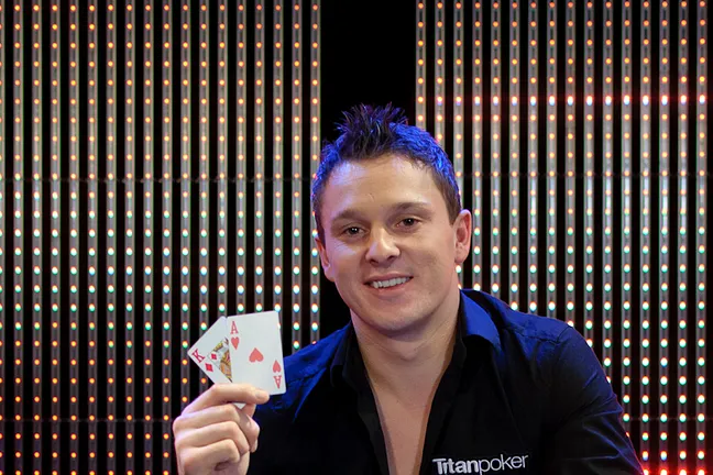 Sam Trickett's winner photo from the $100,000 event at the Aussie Millions