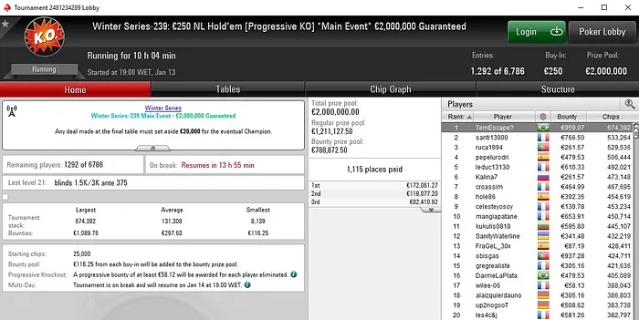 Lobby de poker da PokerStars