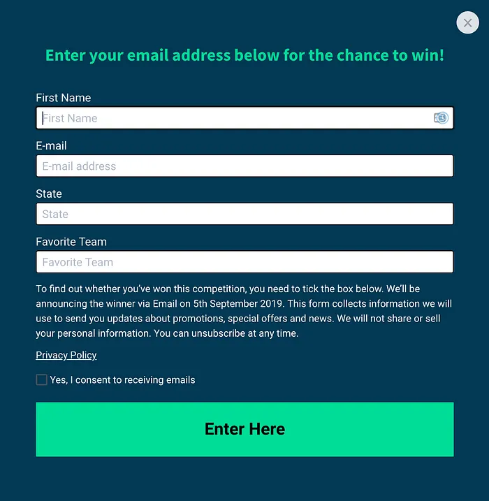 Enter some personal details, and you might win $1,000! (Promo page opens in a new window)