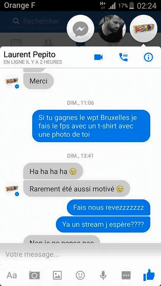 Capture d'écran d'une discussion entre Clément Maestracci et Laurent Polito