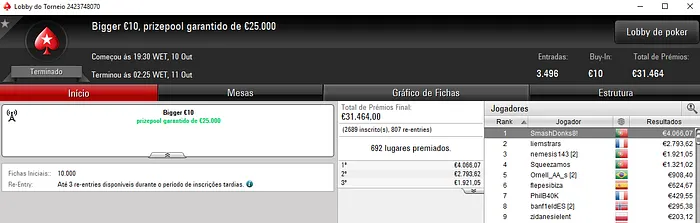 PokerStars.FRESPT: SmashDonks8! Conquista o Bigger €10 & Mais 101