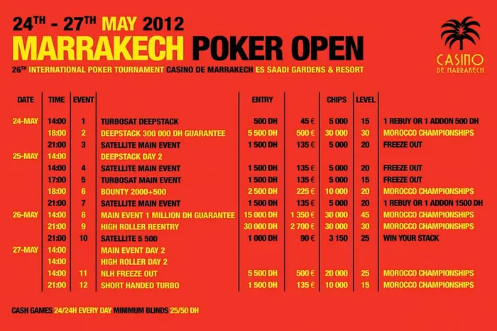 PokerXtrem.fr : Trois packages pour le Marrakech Poker Open 101